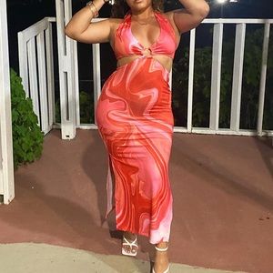 Red/pink Halter dress